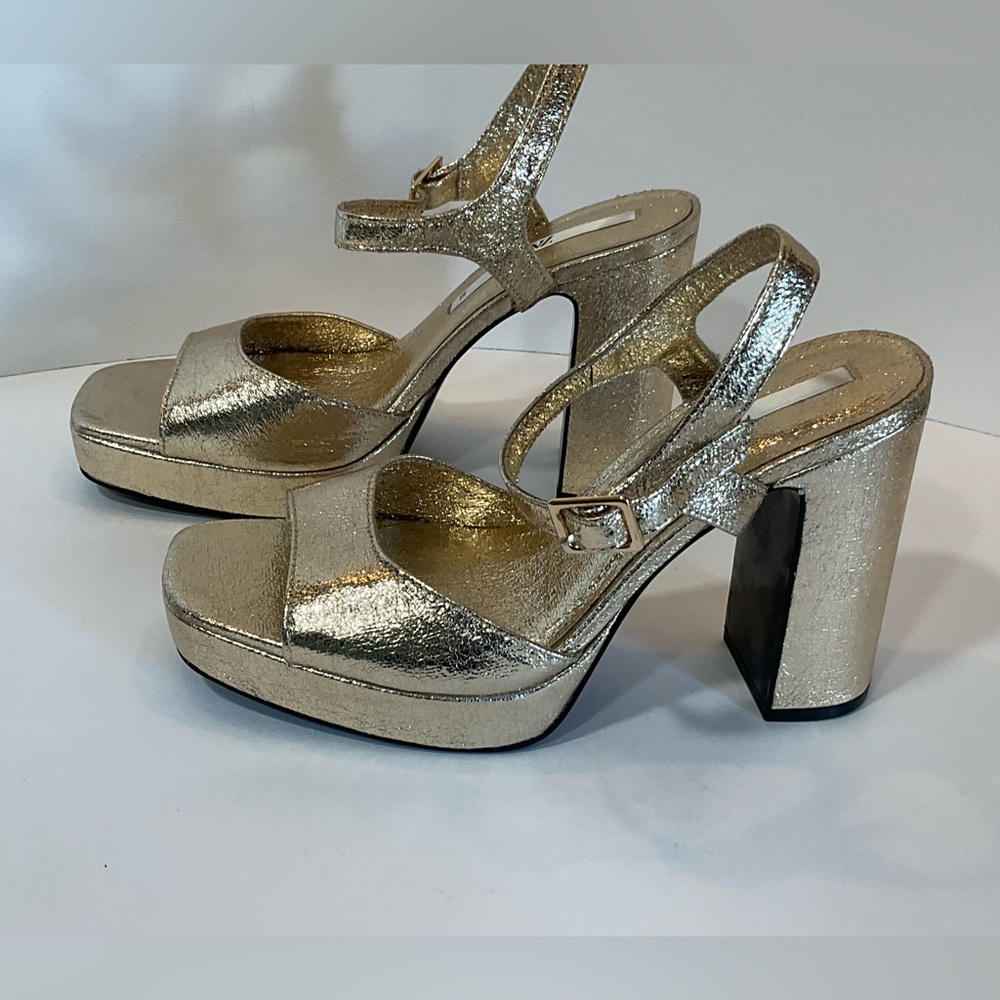 Zara gold metallic platform sandals nwt size 8 3332/810 - Picture 12 of 15